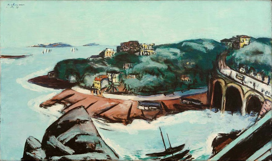 Blick auf Vorstädte am Meer bei Marseille à Max Beckmann