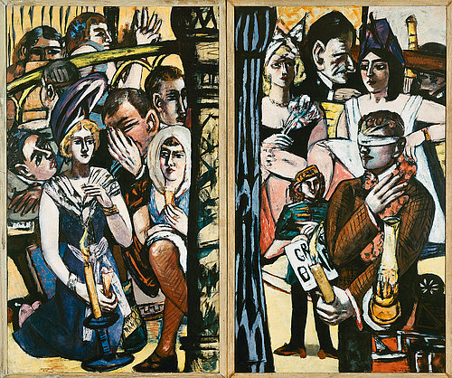 Blind mans bluff (Blinde Kuh). Right and left panel of the triptych. 1945 à Max Beckmann