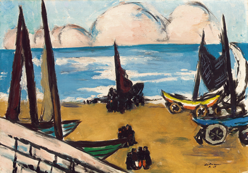 Boats on the beach (Boote am Strand). Amsterdam, 1937 à Max Beckmann