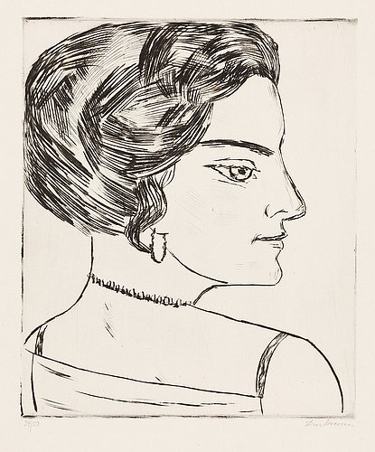 Naila in profile (Portrait Ms. H. M.). / Naila im Profil (Bildnis Frau H. M.). 1923 (H. 276 B) à Max Beckmann