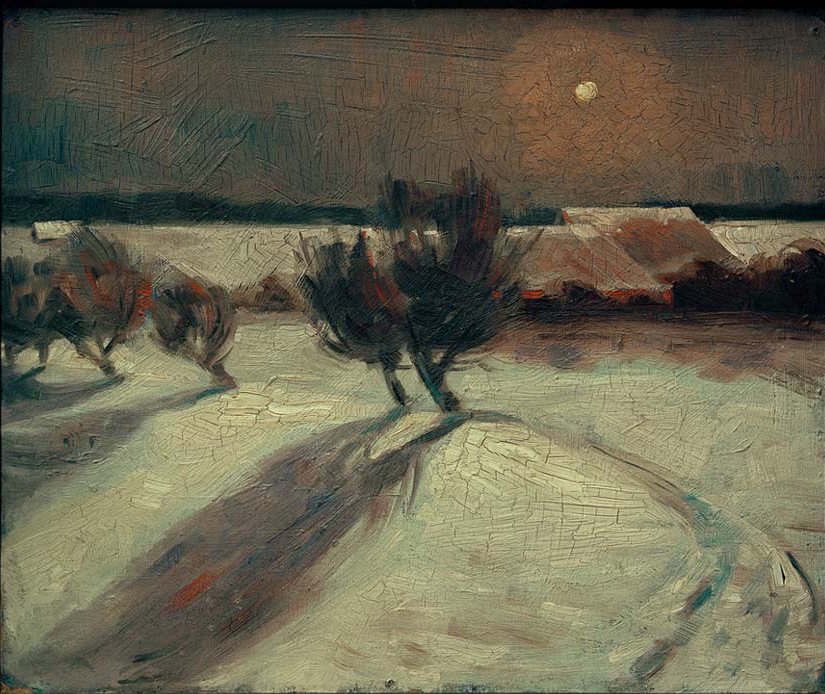 Schneelandschaft im Mondlicht à Max Beckmann