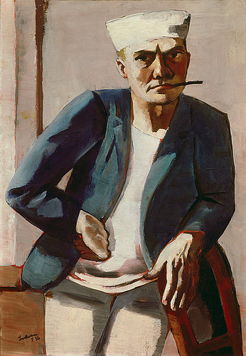 Self portrait with white cap. 1926 à Max Beckmann