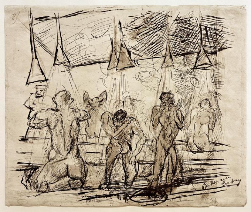 Soldatenbad – duschende Soldaten à Max Beckmann