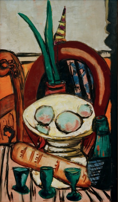 Still life with green glasses à Max Beckmann