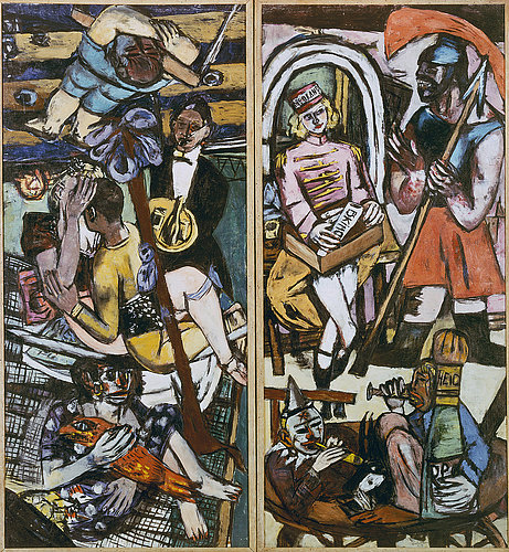 Triptych (left and right panel): The acrobats. 1939 (see also image number 15783) à Max Beckmann