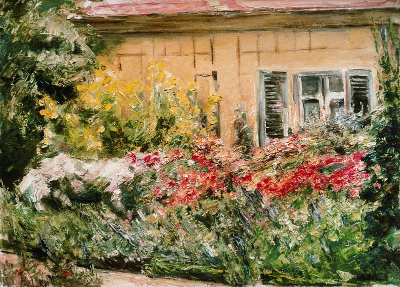 buissons de fleurs à la maisonnette de jardinier vers le nord à Max Liebermann
