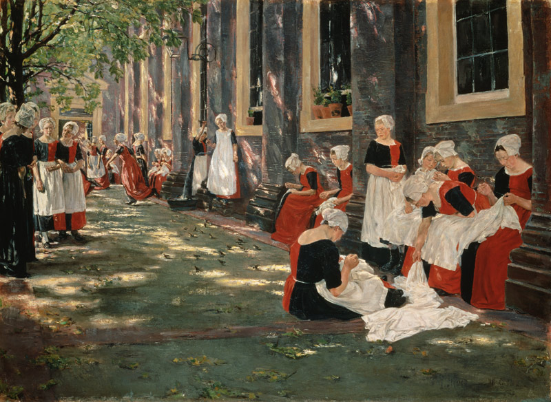 The Courtyard of the Orphanage in Amsterdam: Free Period in the Amsterdam Orphanage à Max Liebermann
