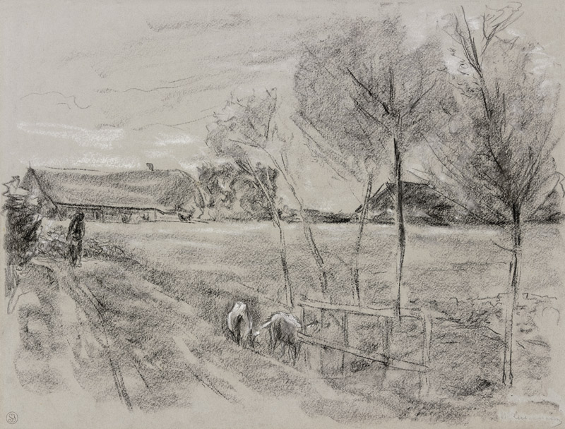 Landweg in Holland, vorne zwei Ziegen à Max Liebermann