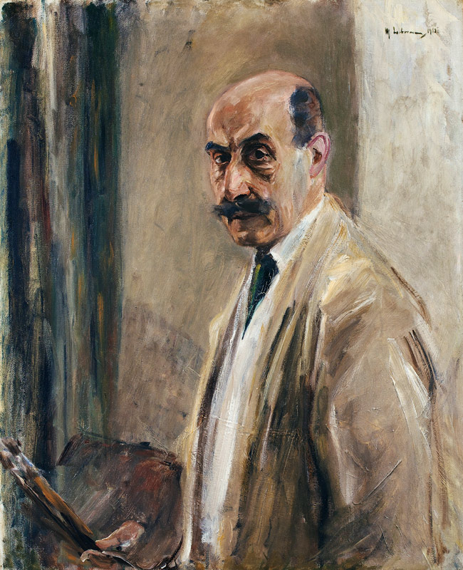 auto-portrait avec des brosses et la palette à Max Liebermann