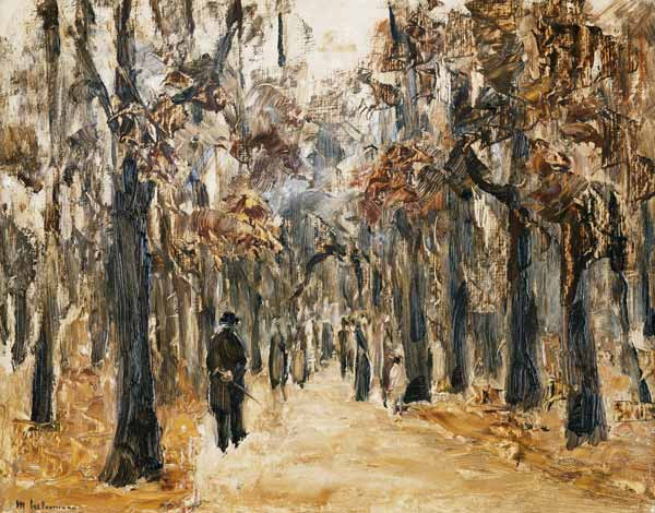 Tiergarten im Herbst mit Spaziergangern. à Max Liebermann