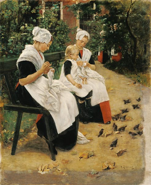 Amsterdam Orphans in the Garden, 1885 (oil on canvas) à Max Liebermann