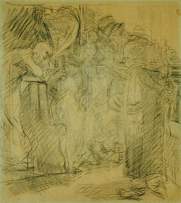 Composition sketch for Christ in the Temple (pencil on paper) à Max Liebermann