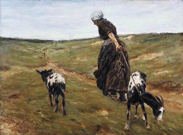 Femme avec des chèvres dans les dunes à Max Liebermann