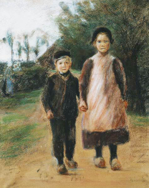 Boy and Girl on a Village Street à Max Liebermann