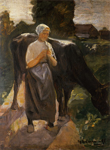 Fille avec la vache/ Kuhbergère néerlandais à Max Liebermann