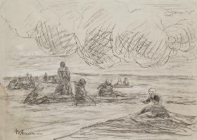 Repairing the Nets, 1894 (pencil on paper)