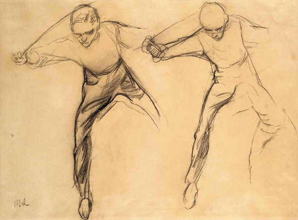 Two male figures (pencil on paper) à Max Liebermann