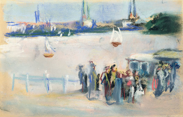 View of the Aussenalster, 1909 (pastel on paper) à Max Liebermann