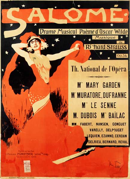 Poster advertising 'Salome', opera by Richard Strauss à Max Tilke