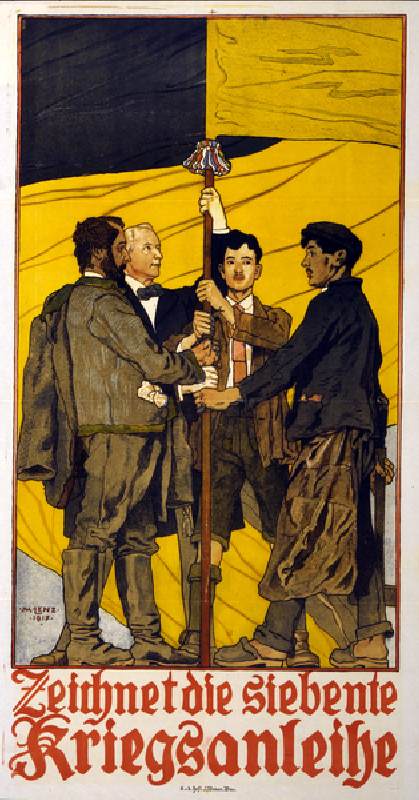 Austrian Fund Raising Campaign "Zeichnet die siebente Kriegsanleihe" pub. 1917 (colour lithograph) à Maximilian Lenz