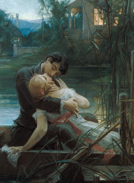 couple d'amoureux dans le canot à Maximilian Pirner