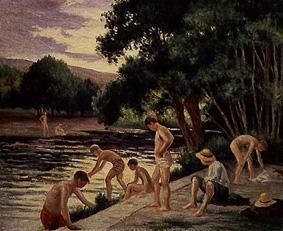 Bains à la rive du fleuve Cure (Yonne) à Maximilien Luce