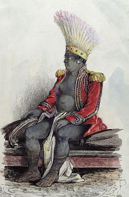 King Temoana on the island of Nuka-Hiva dressed in the uniform of a French colonel, c.1841-48 ( pen, à Maximilien Radiguet