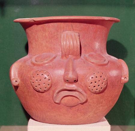 Globular vase with a face, from Kalminaljuy, Guatemala, Pre-Classic Period à Mayan