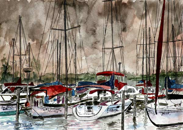 Painting of sail boats à Derek McCrea