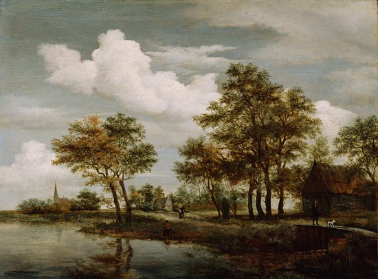 A River Scene à Meindert Hobbema