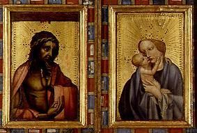 Le Christ en tant qu homme souffrant et Marie avec l'enfant. diptyque à Maître (Bohémien)