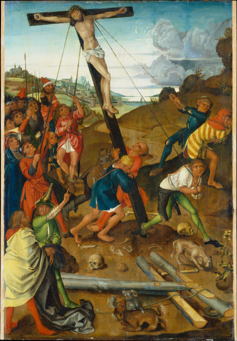 Raising of the Cross (Centre Panel of the Triptych) à Maître de l'autel de Stötteritz