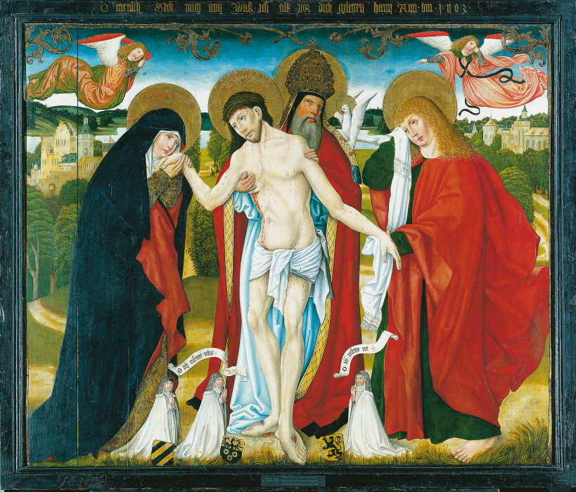 The Holy Trinity with the Virgin Mary and St John the Evangelist à Maître de l'autel Wendelin