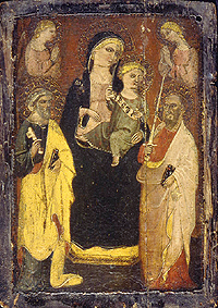 Madonna auf dem Thron mit den Hll. Peter und Paul. à Maître de San Jacopo a Mucciana