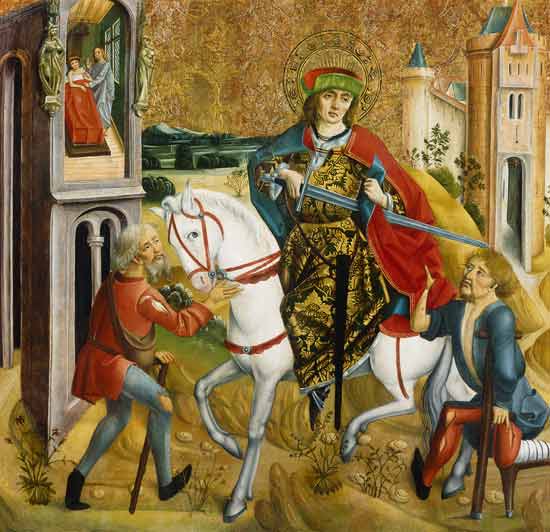 Panneau d'autel origine inconnue. Saint Martin et le mendiant à Maître (hongrois)