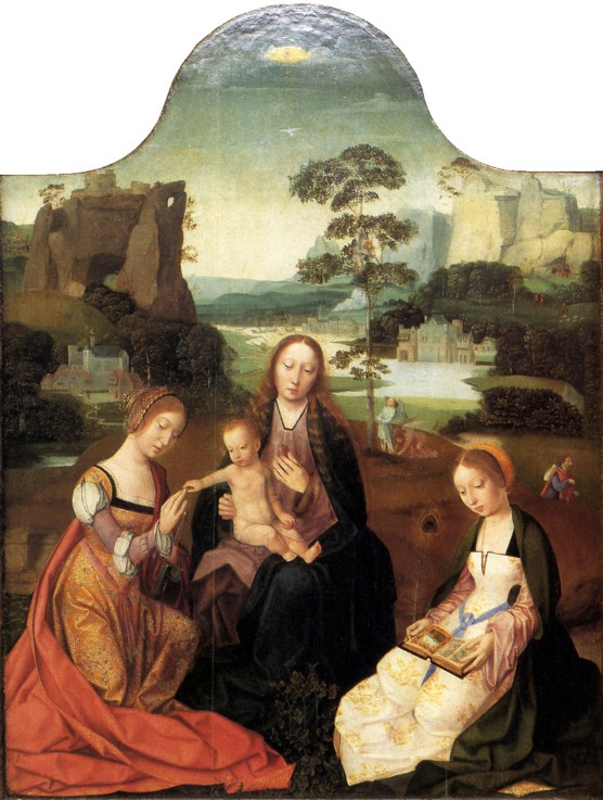 Virgin and Child with Saint Catherine and Saint Barbara à Maître du Saint-Sang