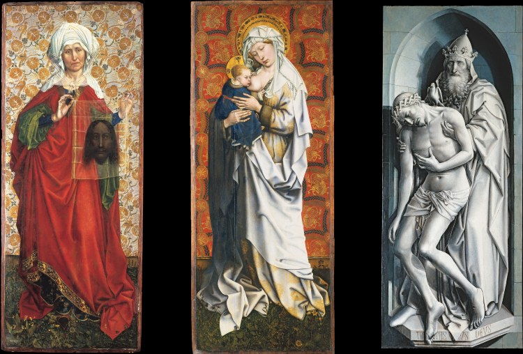 The Flémalle Panels: St. Veronica with the Veil, Madonna Breastfeeding, The Trinity à Maître de Flemalle