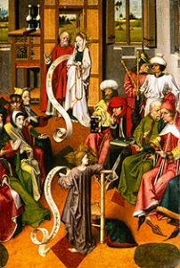Jesus et les savants en écriture dans le temple à Maître d'Iserlohn