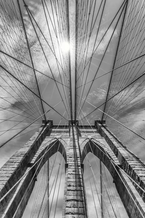 NEW YORK CITY Brooklyn Bridge en détail | Monochrome à Melanie Viola