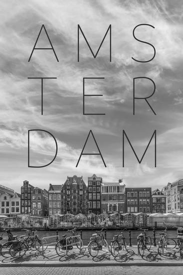 AMSTERDAM Singel avec marché aux fleurs | Texte & Skyline