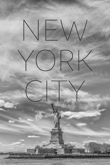 NYC Statue de la Liberté | Texte & Skyline