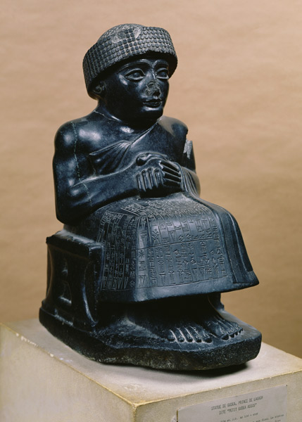 Gudea, Prince of Lagash, statue dedicated to Ningizzada, Neo-Sumerian, from Telloh, ancient Girsu à Mésopotamien