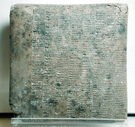 Tablet with cuneiform script listing agricultural records à Mésopotamien