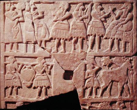 Votive plaque depicting an offering scene, from Diyala, Early Dynastic Period à Mésopotamien