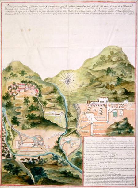 Plan of the Mines of Oaxaca, Mexico à École mexicaine
