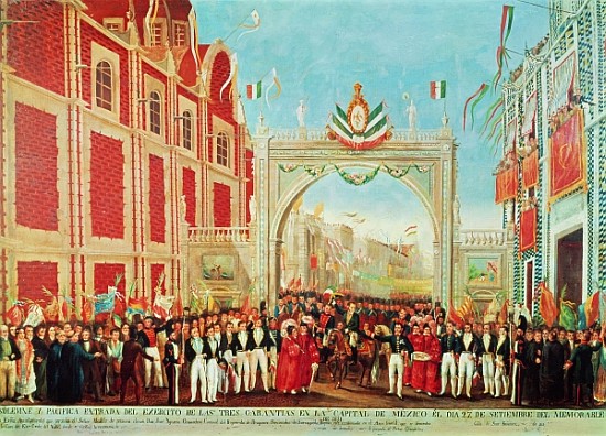 Solemn and Peaceful Entry of the Army of the Three Guarantees into Mexico City on September 27 à École mexicaine