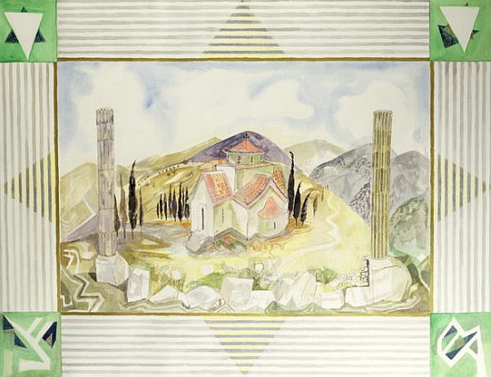 Temple in Hosios Lukas Country from the Greek Experience Series, 1989 (w/c)  à Michael  Chase