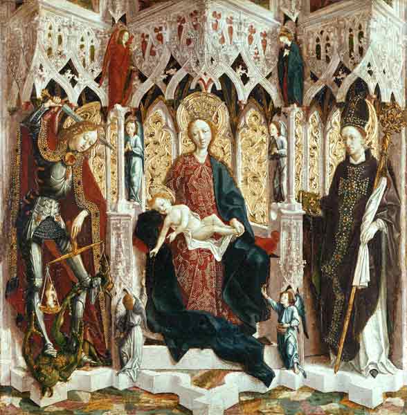 The Virgin and Child Enthroned, c.1475 (oil on silver fir) à Michael Pacher