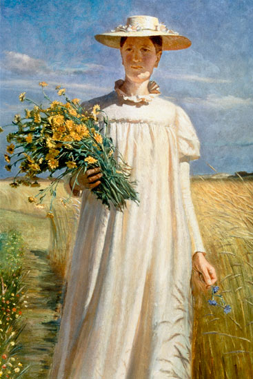 Anna Ancher returning from Flower Picking à Michael Peter Ancher