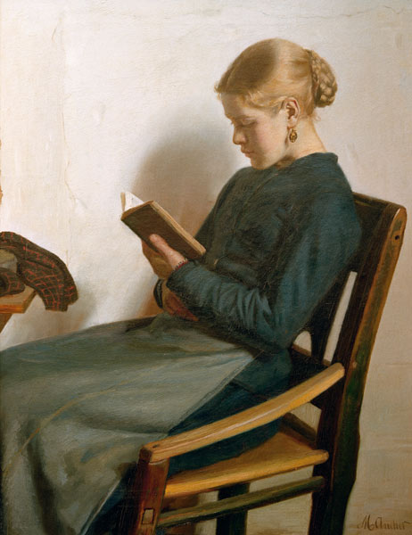 Young girl reading à Michael Peter Ancher